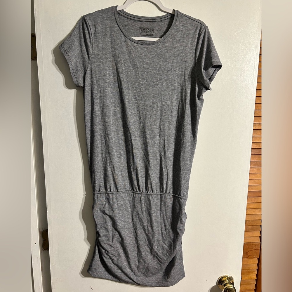 Patagonia “Glorya dress” grey heather ruched t-shirt Women’s Size Small